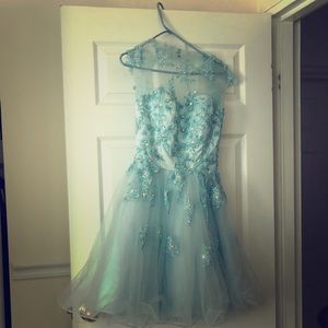 Baby blue dress with intricate detailing and gems